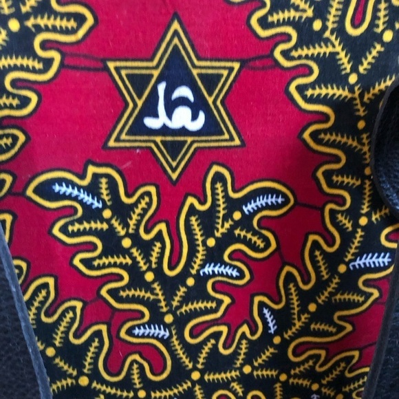 Vibrant Authentic West African Executive Handbag Large Double Leather Handcraft - Picture 8 of 9